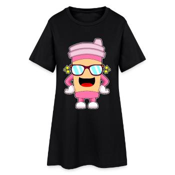 Café à emporter Tasse - Robe T-shirt Femme - noir - Devant