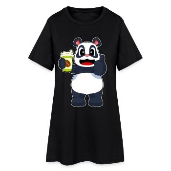 Tasse Panda Coffee à emporter - Robe T-shirt Femme - noir - Devant