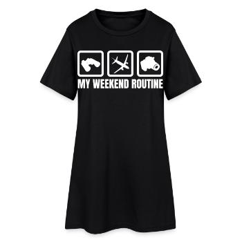 Week-end des amateurs d’avions - Robe T-shirt Femme - noir - Devant