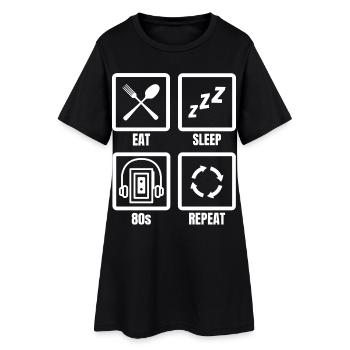 Eat Sleep 80s Repeat - Frauen T-Shirt-Kleid - Schwarz - Vorne