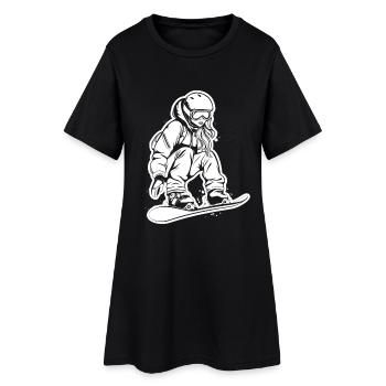 Dessin d’une snowboardeuse - Robe T-shirt Femme - noir - Devant