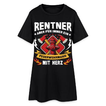 Rentner Feuerwehrmann – Held im Ruhestand Sirene - Frauen T-Shirt-Kleid - Schwarz - Vorne