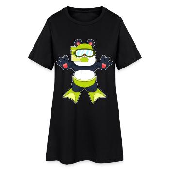 Panda Diver Snorkel Diving - Women’s T-Shirt Dress - black - Front
