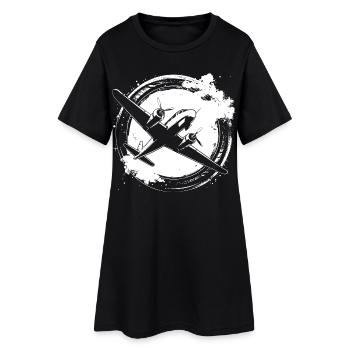 Flugzeug Skizze - Frauen T-Shirt-Kleid - Schwarz - Vorne