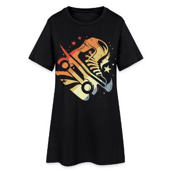 Vintage Roller Skates - Frauen T-Shirt-Kleid - Schwarz - Vorne