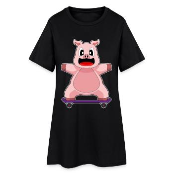 Pig Skater Skateboard - Robe T-shirt Femme - noir - Devant