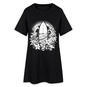Planche de surf style bande dessinée - Robe T-shirt Femme - noir - Devant