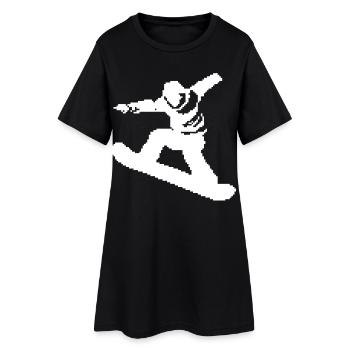 Graphique Pixel Snowboarder - Robe T-shirt Femme - noir - Devant