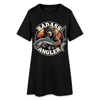 Badass Angler Bear Fishing Fish Gift - Women’s T-Shirt Dress - black - Front