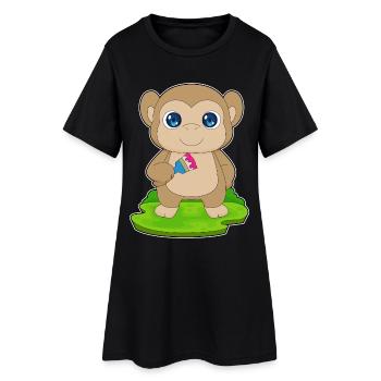 Affe Maler Pinsel Malen - Frauen T-Shirt-Kleid - Schwarz - Vorne