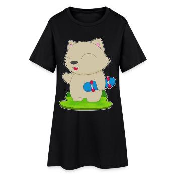 Katze Skater Skateboard - Frauen T-Shirt-Kleid - Schwarz - Vorne