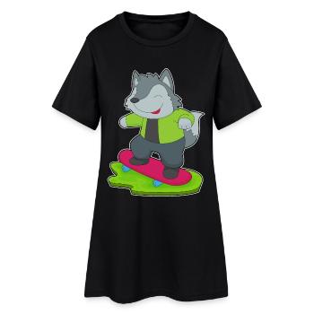 Wolf Skater Skateboard - Robe T-shirt Femme - noir - Devant