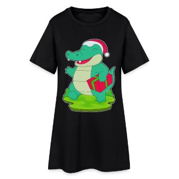 Forfait Noël crocodile - Robe T-shirt Femme - noir - Devant