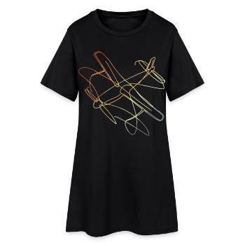 Avion Line Art Vintage - Robe T-shirt Femme - noir - Devant