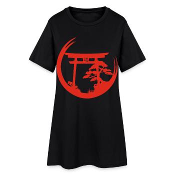 Ambiance japonaise rouge - Robe T-shirt Femme - noir - Devant