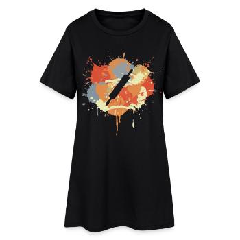 Croquis de rouleau à pâtisserie - Robe T-shirt Femme - noir - Devant