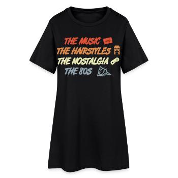 Musik Frisuren Nostalgie 80er Jahre - Frauen T-Shirt-Kleid - Schwarz - Vorne