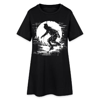 Skateboarderin Pixel Grafik - Frauen T-Shirt-Kleid - Schwarz - Vorne