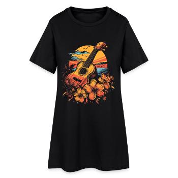 Ukulélé Look Années 90 - Robe T-shirt Femme - noir - Devant