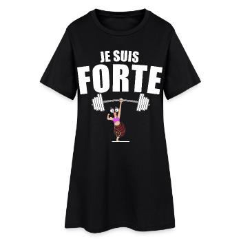Motivation pour la vie. "je suis forte" - Robe T-shirt Femme - noir - Devant