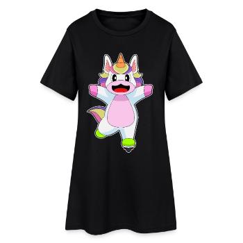 Einhorn Inline skating Inline skates - Frauen T-Shirt-Kleid - Schwarz - Vorne