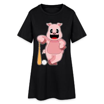 Pig Baseball Batte de baseball - Robe T-shirt Femme - noir - Devant