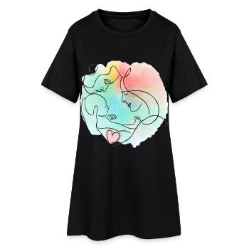 Mother, father, baby - colorful family motif - Women’s T-Shirt Dress - black - Front