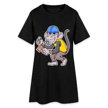 Singe de chantier drôle d’artisan - Robe T-shirt Femme - noir - Devant