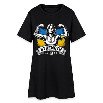 Stärke starke Frau Ukrainerin Geschenk - Frauen T-Shirt-Kleid - Schwarz - Vorne