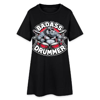 Badass Drummer Hippo Cool Gift - Robe T-shirt Femme - noir - Devant