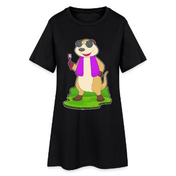 Brosse à dents Meerkat - Robe T-shirt Femme - noir - Devant