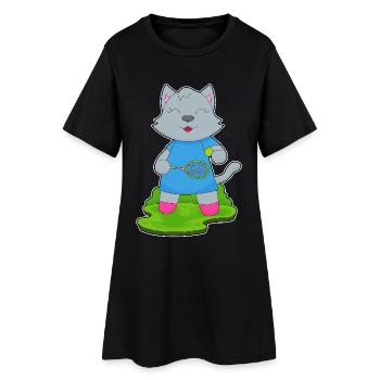 Raquette de tennis Cat Tennis - Robe T-shirt Femme - noir - Devant