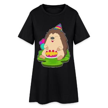 Gâteau d’anniversaire hérisson - Robe T-shirt Femme - noir - Devant