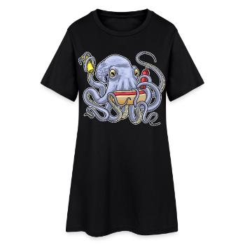 Hot-dog au poulpe - Robe T-shirt Femme - noir - Devant