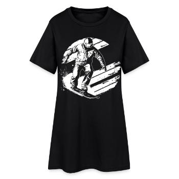 Dessin de snowboarder - Robe T-shirt Femme - noir - Devant