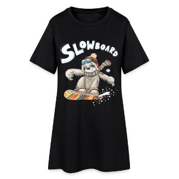 Faultier Snowboard Pun Slowboard Humor Wintersport - Frauen T-Shirt-Kleid - Schwarz - Vorne