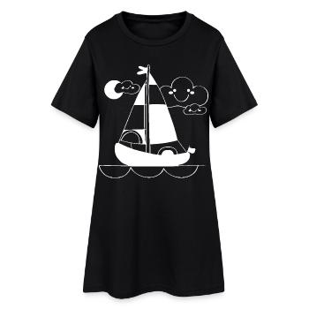 Cartoon Sailing - Women’s T-Shirt Dress - black - Front