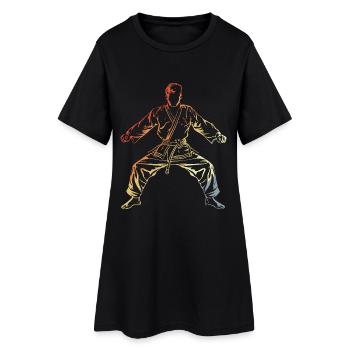 Karaté Garçon Croquis Vintage - Robe T-shirt Femme - noir - Devant