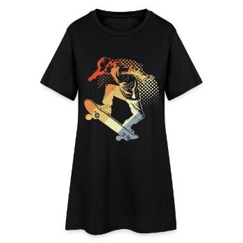 Skateboarder Retro - Women’s T-Shirt Dress - black - Front