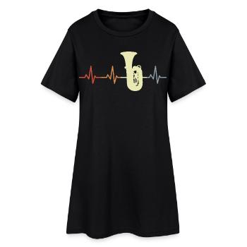 Vintage Tuba Heart Line - Women’s T-Shirt Dress - black - Front