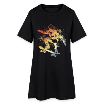 Skateur Croquis Style Rétro - Robe T-shirt Femme - noir - Devant