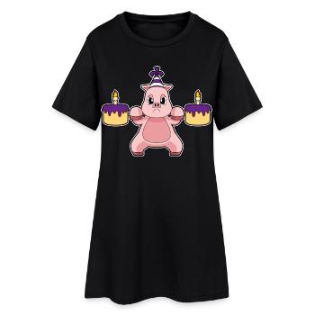 Cochon Anniversaire Musculation - Robe T-shirt Femme - noir - Devant