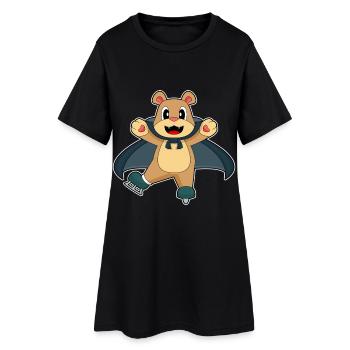 Bär Halloween Eislaufen - Frauen T-Shirt-Kleid - Schwarz - Vorne