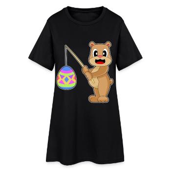Bär Ostern Angeln - Frauen T-Shirt-Kleid - Schwarz - Vorne