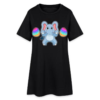 Elefant Ostern Bodybuilding - Frauen T-Shirt-Kleid - Schwarz - Vorne
