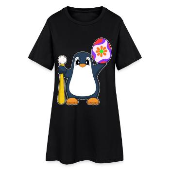 Pinguin Ostern Baseball - Frauen T-Shirt-Kleid - Schwarz - Vorne
