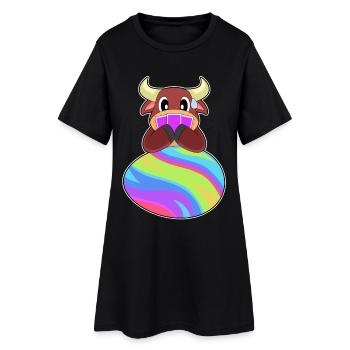 Stier Ostern Poker - Frauen T-Shirt-Kleid - Schwarz - Vorne