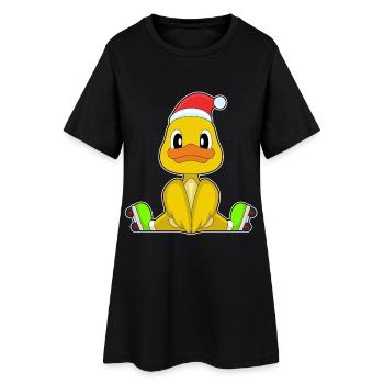 Canard Noël Patins à roues alignées - Robe T-shirt Femme - noir - Devant