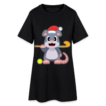 Mouse Christmas Field Hockey - Women’s T-Shirt Dress - black - Front
