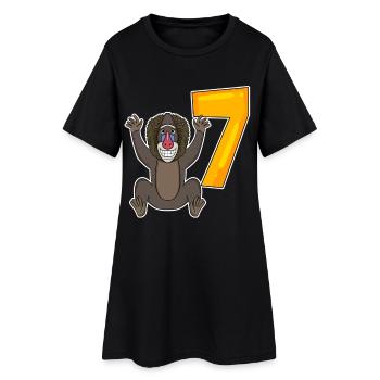Motif Singe 7ème Anniversaire - 7 ans - Robe T-shirt Femme - noir - Devant